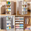 4 Pack Stackable Closet Organizers and Storage, Foldable Storage Basket