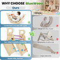 Pikler Triangle Set with Cushion, Wooden Climbing Toys for Toddler