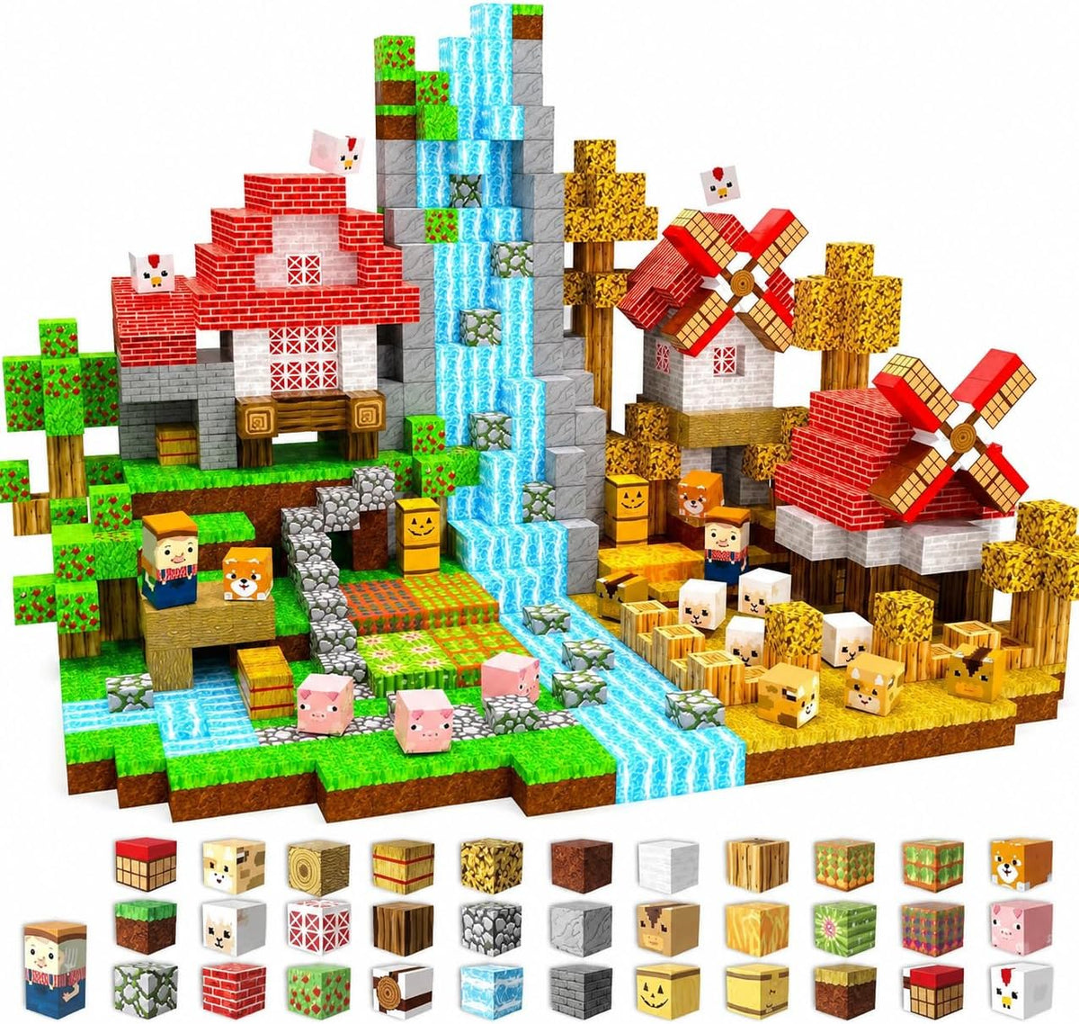 Magnetic Blocks 150 PCS Build Farm Animal Homes, Magnetic Building Cubes Montessori Toys for Toddler Christmas Birthday Gifts, STEM Sensory Toys for 3 4 5 6 7 8 9 10 Year Old Boys Girls