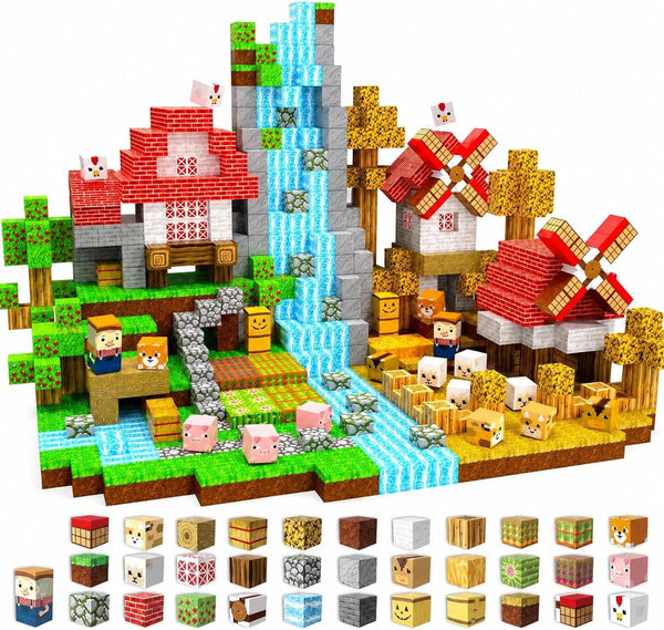 Magnetic Blocks 150 PCS Build Farm Animal Homes, Magnetic Building Cubes Montessori Toys for Toddler Christmas Birthday Gifts, STEM Sensory Toys for 3 4 5 6 7 8 9 10 Year Old Boys Girls