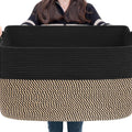 75L Extra Large Woven Blanket Basket, 22" X 17" X 12", Black Jute