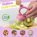 Baby Food Feeder/Fruit Feeder Pacifier Nibblertray Combo，Breastmilk Popsicle Molds for Baby Cooling Relief, BPA Free Silicone Feeder for Safe Infant Self Feeding, （Powder Ros)