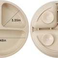 Silicone Baby Feeding Set| 2 Pack Silicone Divided Suction Plate and 2 Pack Tiny Cup with 2 Spoons 2 Forks| Baby Led Weaning Supplies Self Feeding Eating Utensils