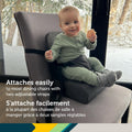 Feed 'N Fold Travel Feeding Booster - Lightweight, Compact & Portable with Carry Strap, Ample Storage & Secure Harness for Baby and Toddler Mealtimes - Mineral Graphite