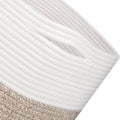 Large Woven Basket 15.8X13.8In, Cotton Rope Baskets Living Room, Laundry Basket, Toy Bin, Decorative round Baskets Storage Organization for Blanket Throw Decor - White Brown