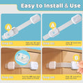 10 Pack Baby Proof Cabinet Locks, Child Safety Drawer Locks with 6 Extra 3M Adhesives, Childproof Cabinet Strap Locks for Drawers, Cupboards, Refrigerators, Adjustable No Drilling