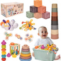 Baby Toys for 6 to 12 Months,7 In-1 Montessori Sensory Toys for Toddlers 1-3,Baby Blocks, Stacking Blocks Rings, Matching Eggs, Suction Cup Spinner,Stacking Cups, for Toddler Gift