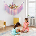 Stuffed Animals Storage with Fairy Lights Purple Toy Hammock Net