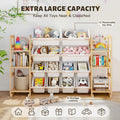 Toy Storage Organizer, 4-Tier with 6 Storage Cubbies and 12 Bins Bedrooms Living Rooms Nursery and Playrooms Kids Bin Shelf 3-In-1 Bookshelf Smooth Rounded Edges 2 Size Bins 4 Large 8 Small