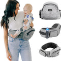 Safety-Certified Hip Carrier for Babies & Toddlers: Machine Washable Child Waist Seat for One Hand Support with Multi-Pocket Storage (23”-44” Waist, Holds Kids 0-3 Yrs up to 45Lbs) – Grey