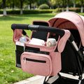 Universal Stroller Organizer with Insulated Cup Holder Detachable Phone Bag & Shoulder Strap, Strollers,Fits for Uppababy Baby Jogger Britax Strollers,New Moms Baby Gifts (Pink)