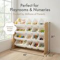 Supersized Toy Storage Organizer with 16 Removable Bins, Natural/White – Large Toy Storage for Toddlers Ideal for Kids' Rooms, Playrooms, and Nurseries - Modern Toy Bins for Kids