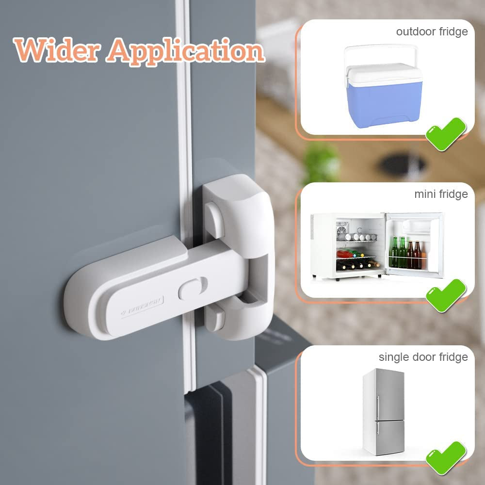1 Pack Updated Child Proof Refrigerator/Fridge/Freezer Door Lock Apply to Max 1"(25Mm) Sealing Strip for Toddlers and Kids, No Tools Need or Drill (White)