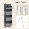 4 Tier over the Door Diaper Organizer for Nursery, Large Heavy Duty Hanging Storage with 4 Mesh Side Pockets, Sturdy Back of Door Shelf for Baby Stuff Toy in Pantry, Laundry, Bathroom, Gray