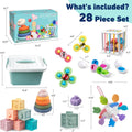 Montessori Baby Toys, 6 in 1 Soft Stacking Blocks & Sensory Set