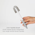 On-The-Go Drying Rack and Brush Set, Includes Travel Case and Bottle Brush for Compact Storage, Holds up to 8 Bottles, Baby Travel Accessories, Gray
