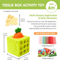 Silicone Baby Tissue Box Toy 6-12 Months Gifts for Boys Girls
