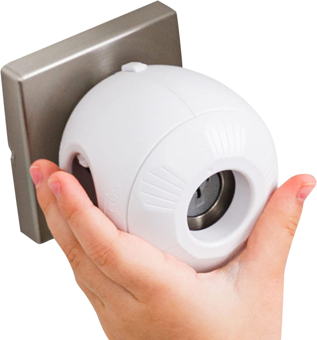 Child Safety Door Knob Cover (4 Pack) Hard-To-Remove Dual-Lock Door Handle Covers for Kids - Reusable Baby Proof Door Knob Locks - Installs Easily, No Tools Needed (White)