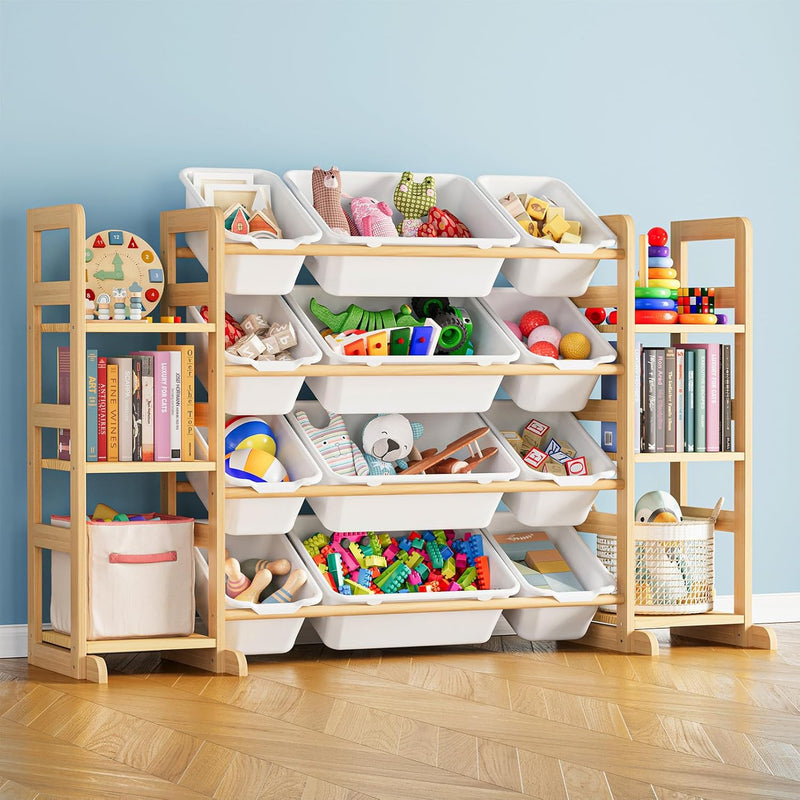 Toy Organizer with 6 Shelves and 12 Compartments, White