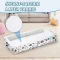 Portable Foldable Toddler Travel Cot – Air Layer Fabric Soft Foam Floor Cushion with Raised Sides, No Assembly, Washable Cover, Cream