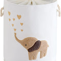 Baby Laundry Basket Laundry Hamper, Canvas 58L XL Baby Clothes Basket, Collapsible Brown Laundry Basket for Nursery Toy Baskets with Drawstring Closure, Kidsroom Decor for Boys