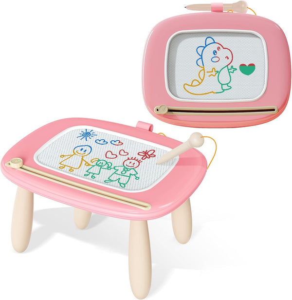 Girl Toys Age 1-3 Magnetic Drawing Board, Gifts for 1 2 3 Year Old Toddlers Birthday, Doodle Board for Preschool Learning and Educational Erasable Sketching Pad(Soft Pink)