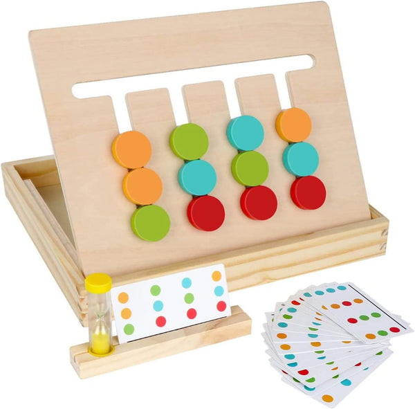 Montessori Preschool Learning Toys for Kids, Wooden Slide Puzzle Board Toys Color Shape Sorting Matching Brain Teasers Education Logic Game Gift for 3 4 5 6 7 Years Old Toddlers Child Boys Girls