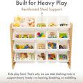 Supersized Toy Storage Organizer with 16 Removable Bins, Natural/White – Large Toy Storage for Toddlers Ideal for Kids' Rooms, Playrooms, and Nurseries - Modern Toy Bins for Kids