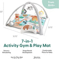 Unisex Baby Play Gym & 7-In-1 Play Mat - Playmat Baby Toys 0-6, 6-12 Months Tummy Time Mat with Hanging Toys, Soft Padded Mat for Newborns, Infants - Safari