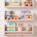 Pink Nursery Shelves for Wall, Solid Pine Wooden Floating Shelves