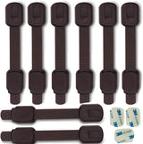 Child Safety Kid Safety Cabinet Lock Child Proofing Strap Locks for Baby Safety Lock,Free Extra Adhesive Tape Included.No Drilling,Easy Installation.(Brown, 8 Pack)