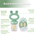 Baby Fruit Food Feeder & Mini Freezer Nibble Tray Combo, Breastmilk Popsicle Molds for Baby Cooling Relief, BPA Free Silicone Feeder for Safe Infant Self Feeding, 4 Month+ (Pea Green)