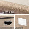 Storage Bins with Lids [3-Pack] Jute Fabric Foldable Storage Boxes Organizer Containers Baskets Cube with Cover for Home Bedroom Closet Office Nursery Khaki（11.4X8.6X6.7