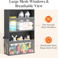 4 Tier over the Door Diaper Organizer for Nursery, Large Heavy Duty Hanging Storage with 4 Mesh Side Pockets, Sturdy Back of Door Shelf for Baby Stuff Toy in Pantry, Laundry, Bathroom, Gray