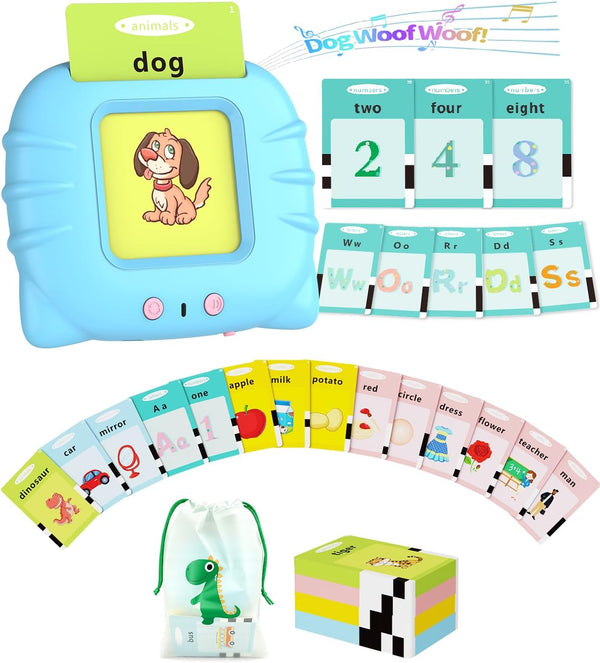 Talking Flash Cards for Toddlers 1-3, Upgraded 248 Sight Words Montessori Speech Therapy Toy, Autism Sensory Educational Learning Toys, Birthday Gifts for Boys Girls (Blue)