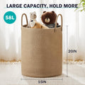 Jute Rope Laundry Hamper Basket. 58L Tall Baby Nursery Hamper