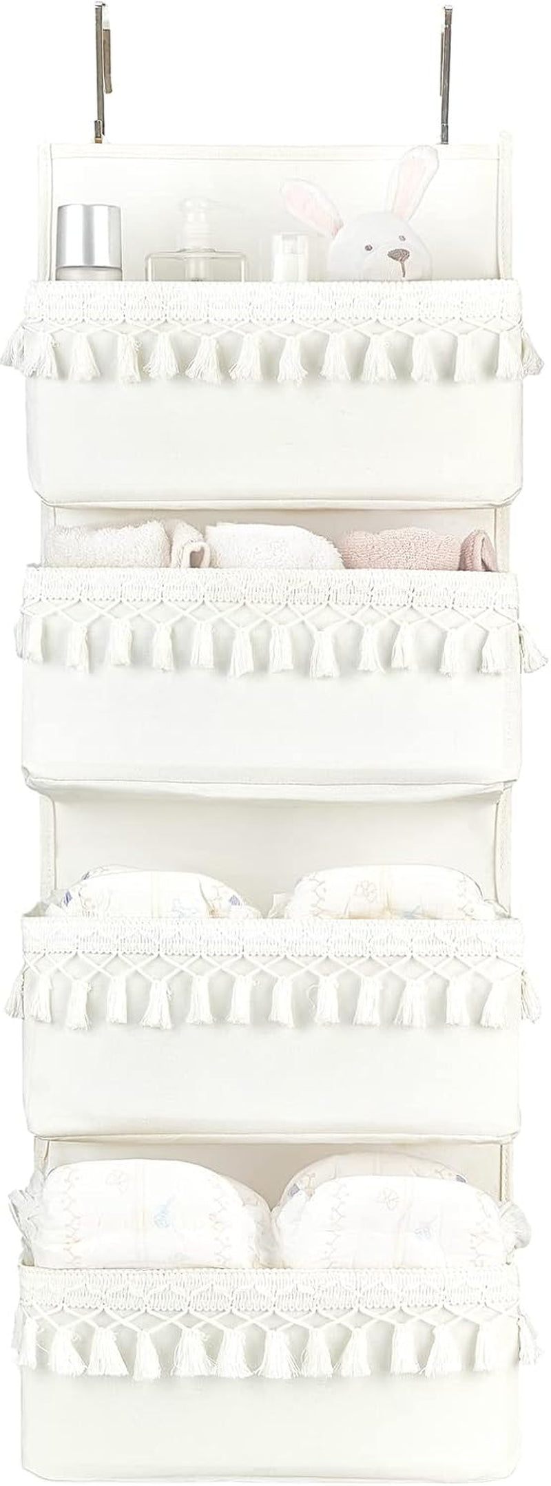 over the Door Organizer 4 Pockets Hanging behind Door Storage, White