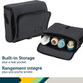 Feed 'N Fold Travel Feeding Booster - Lightweight, Compact & Portable with Carry Strap, Ample Storage & Secure Harness for Baby and Toddler Mealtimes - Mineral Graphite