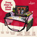 Kids Travel Tray for Toddler & Car Seat, Lap Tray for Airplane, Kids Travel Desk, Table Tray for Road Trip Activities (Pink Unicorns)