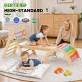 Pikler Triangle Set with Cushion, Wooden Climbing Toys for Toddler