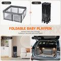 Foldable Baby Playpen with Mat,50"×50" Collapsible Playard for Babies and Toddlers,Indoor&Outdoor Kids Safety Play Pen,Portable Travel Playpen ‌With Travel Pack and 30 Ocean Balls