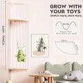 Stuffed Animal Storage Wood Corner Toy Plush Storage Hammock Hanging Storage Net, Toy Organizer Shelf for Nursery Playroom Bedroom Kid Room