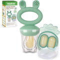 Baby Fruit Food Feeder & Mini Freezer Nibble Tray Combo, Breastmilk Popsicle Molds for Baby Cooling Relief, BPA Free Silicone Feeder for Safe Infant Self Feeding, 4 Month+ (Pea Green)