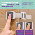 Child Safety Locks (4-Pack) - Baby Proof Cabinets, Drawers, Toilets & Appliances- Adjustable Strap Length, Double Lock Option - Easy Latch for Adults to Open
