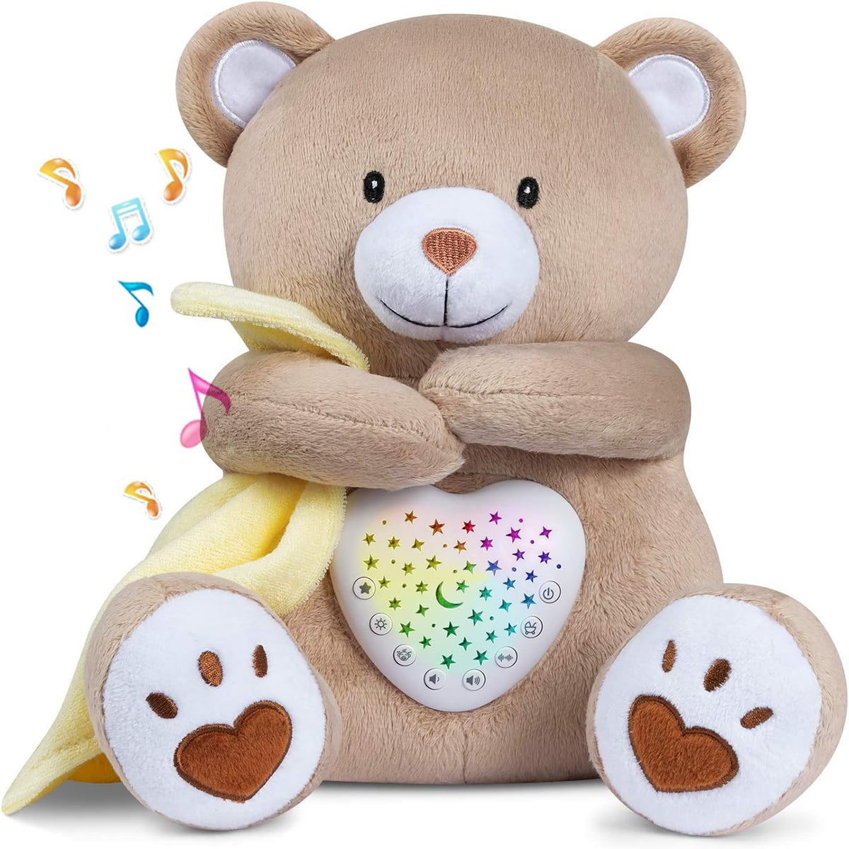 Rechargeable Sleep Soother Heartbeat Dreamy Bear, Baby Cry Sensor Lullabies & White Noise Machine, Nursery Decor Night Light Projector, Toddler Crib Sleeping Aid Baby Shower Gifts Teddy