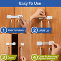 Child Safety Locks (10-Pack)- No Tools or Drilling -Adjustable Size/Flexible -Adhesive Furniture Latches for Cabinets, Drawers, Appliances, Toilet Seat, Fridge, Oven & More (White)