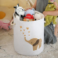Baby Laundry Basket Laundry Hamper, Canvas 58L XL Baby Clothes Basket, Collapsible Brown Laundry Basket for Nursery Toy Baskets with Drawstring Closure, Kidsroom Decor for Boys