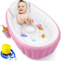 Inflatable Baby Bathtub, Portable Travel Baby Bath Tub Toddler Bathtub with Air Pump, Foldable Non-Slip Shower Basin Mini Air Swimming Pool for Newborn (Pink)