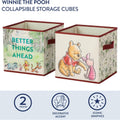 Disney Winnie the Pooh Storage Cubes, Set of 2 Fabric Storage Bins with Handles, 10X10 Collapsible Cube Organizer Baskets for Nursery, Kids Room, Playroom, Closet & Shelf Storage