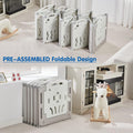 14-Panel Baby Playpen with Lockable Gate, Grey & White